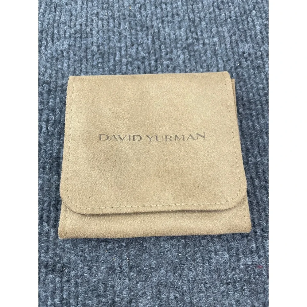 David Yurman Tan Faux Suede Jewelry Pouch Snap Closure Travel Case 3.5in Square